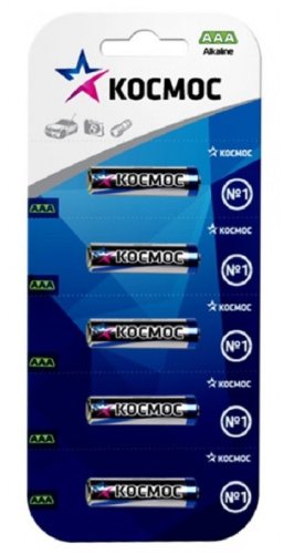 Элемент питания Космос LR03 BP-5 (блист.5 шт) AAA алкалиновая (батарейка) картинка 